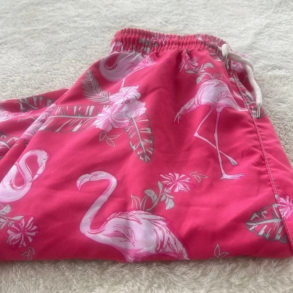 J. Ver Men’s Pink Flamingo Swim Trunks Shorts Tropical Floral XL Elastic Waist - Picture 12 of 12